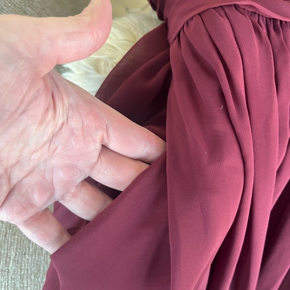 Azazie Natasha Chiffon full length A-line dress in Cabernet - Picture 14 of 16